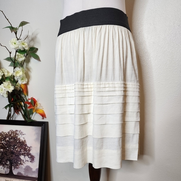 Theory Zelia Linen Blend Tiered Skirt Summer Office Lightweight Luxury Classic - Picture 2 of 16
